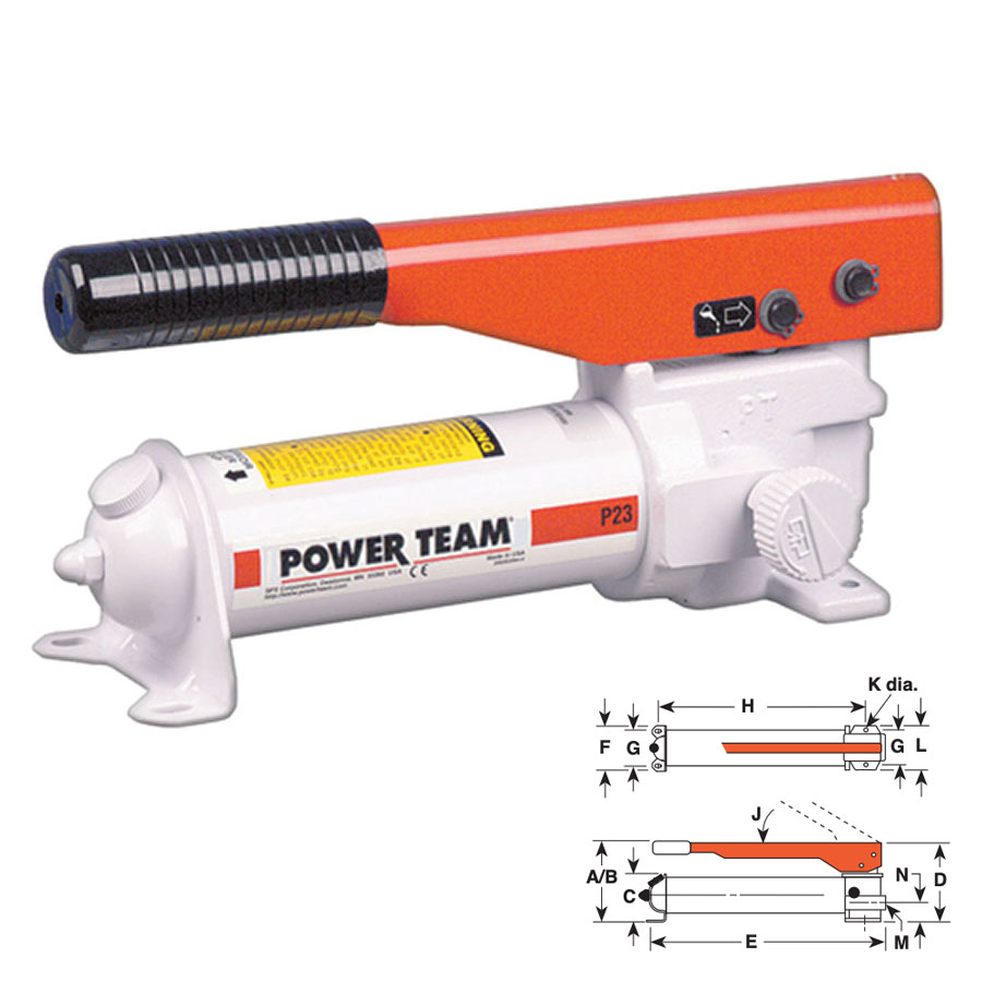 SPX FLOW Power Team P23 Hydraulic Hand Pump, Single Speed, .160 Cubic Inch Stroke