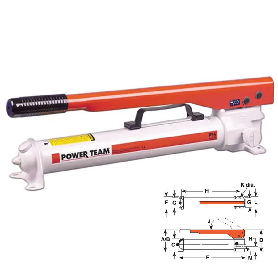 SPX FLOW Power Team P55 Hydraulic Hand Pump, Single Speed, .160 Cubic Inch Stroke